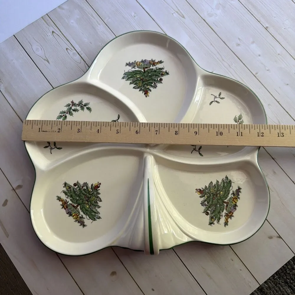 Spode Porcelain Christmas Tree Pattern Handled Hors d'Oeuvre Tray S3324-Z